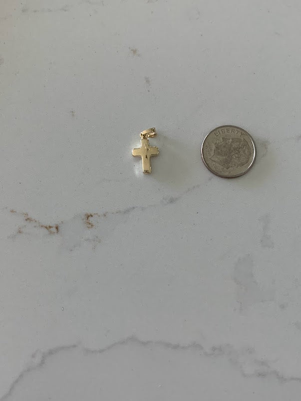 14K Solid Gold Puff Cross | Yellow Gold Cross | High Polish Cross | Catholic Pendant | 14K Solid Gold Cross Christian Pendant | Puff Cross | 12MM