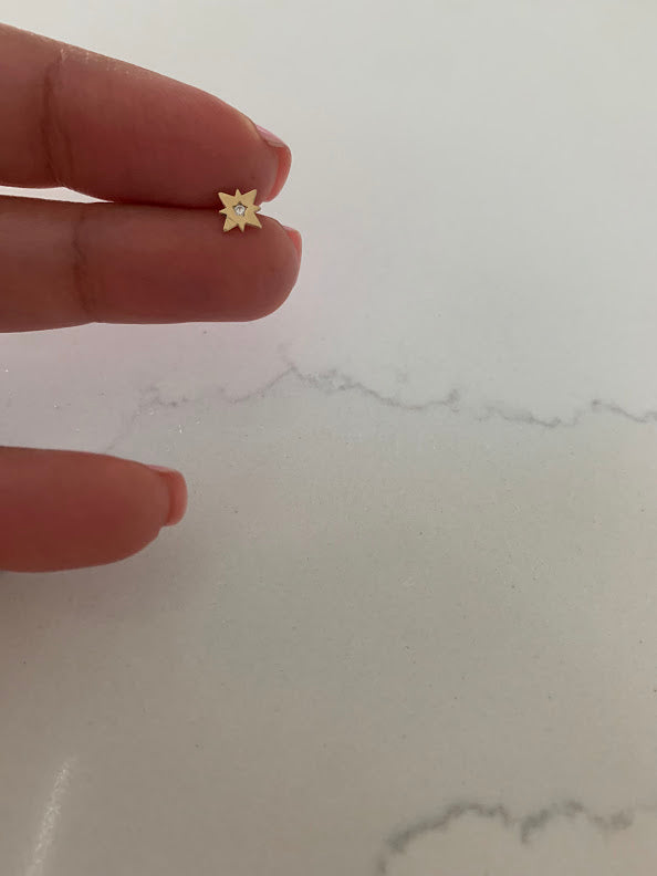 14K Gold 6MM Starburst Studs Earrings, Star Earrings, Gold Studs, Celestial Earrings, Minimalist Style