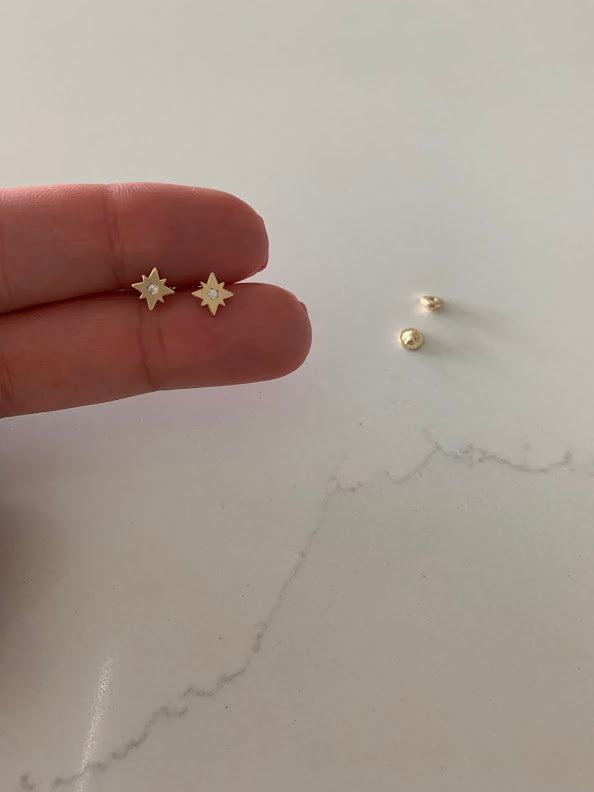 14K Gold 6MM Starburst Studs Earrings, Star Earrings, Gold Studs, Celestial Earrings, Minimalist Style