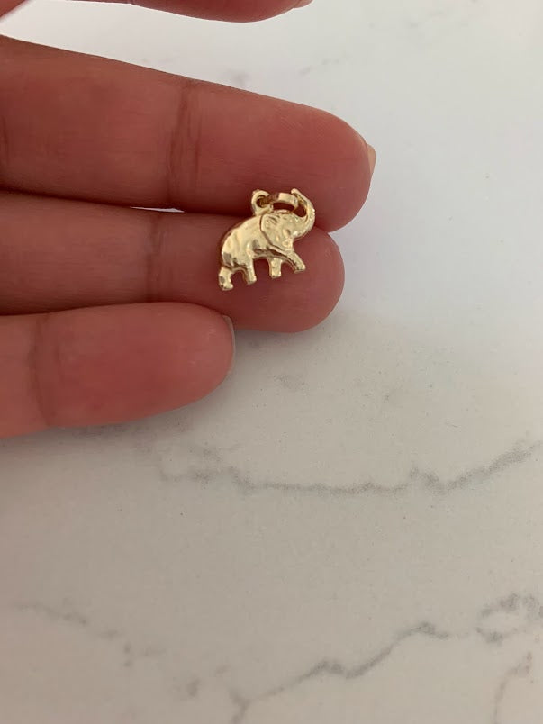 14K Solid Gold Elephant Pendant | Yellow Gold Pendant | Shiny Elephant Pendant | 14K Solid Gold Pendant