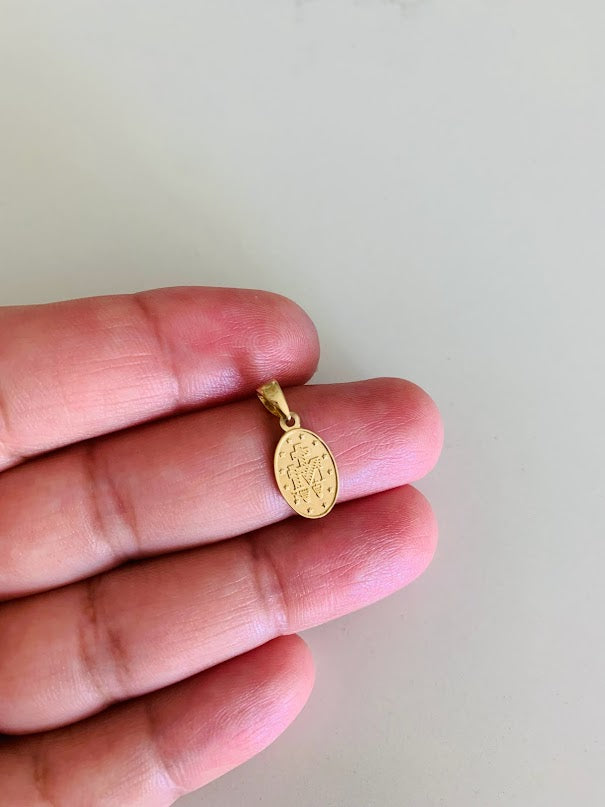 12MM 14K Solid Gold Virgin of Miracles | Yellow Gold Pendant | Catholic Pendant | 14K Solid Gold Pendant