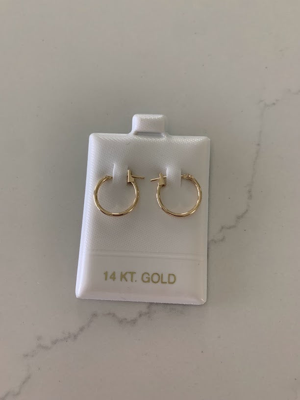 14K Solid Gold Dainty Hoops