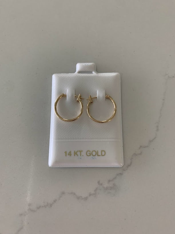 14K Solid Gold Dainty Hoops