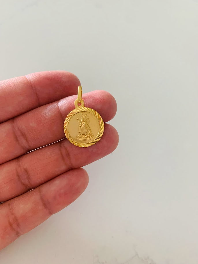 18MM 14K Solid Gold Virgin Charity of Copper | Yellow Gold Virgin | Catholic Pendant | 14K Virgen de la Caridad del Cobre