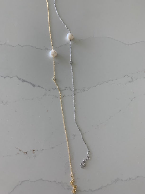 Pearl Necklace in Sterling Silver and Gold Vermeil
