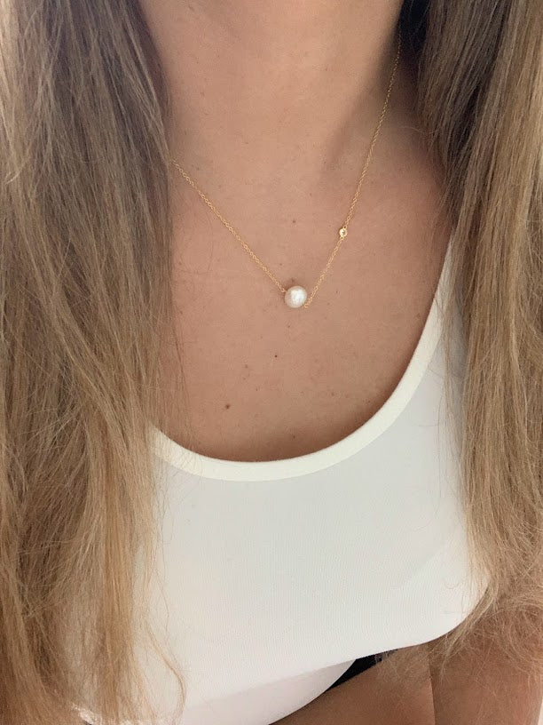 Pearl Necklace in Sterling Silver and Gold Vermeil