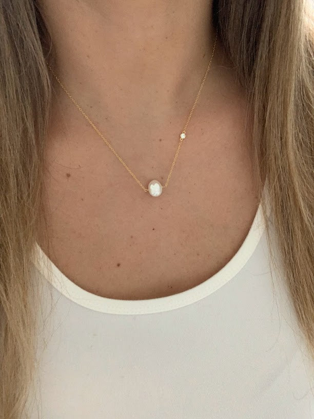 Pearl Necklace in Sterling Silver and Gold Vermeil