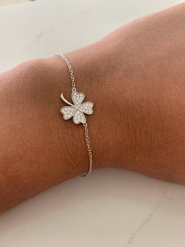 15MM High Quality Four Clover Leaf Bracelet | Gold Vermeil | Adjustable Bracelet | Gift for her | Sterling Silver Bracelet