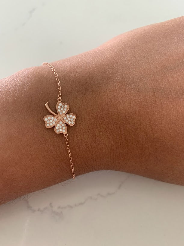 15MM High Quality Four Clover Leaf Bracelet | Gold Vermeil | Adjustable Bracelet | Gift for her | Sterling Silver Bracelet