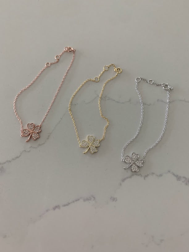15MM High Quality Four Clover Leaf Bracelet | Gold Vermeil | Adjustable Bracelet | Gift for her | Sterling Silver Bracelet
