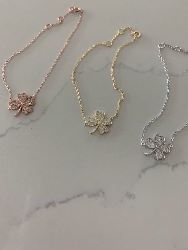 15MM High Quality Four Clover Leaf Bracelet | Gold Vermeil | Adjustable Bracelet | Gift for her | Sterling Silver Bracelet