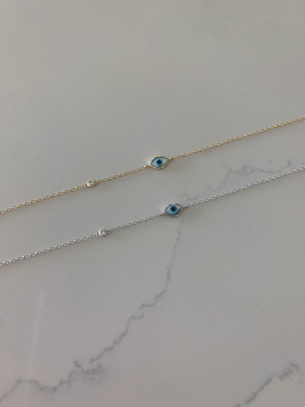 Evil Eye Bracelet in Sterling Silver, Evil Eye Bracelet, Guardian Angel Bracelet, Evil Eye, Gold Sterling Silver Bracelet