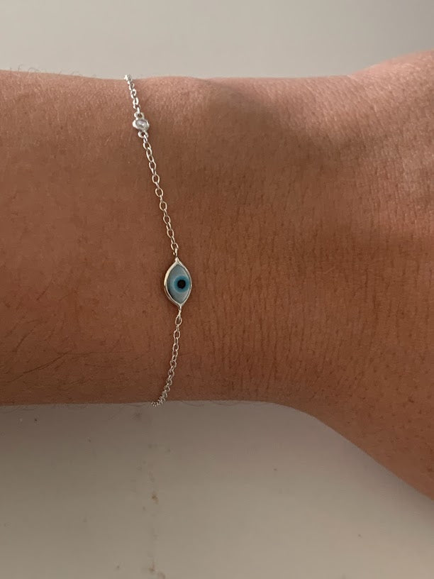 Evil Eye Bracelet in Sterling Silver, Evil Eye Bracelet, Guardian Angel Bracelet, Evil Eye, Gold Sterling Silver Bracelet