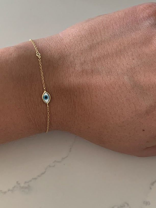 Evil Eye Bracelet in Sterling Silver, Evil Eye Bracelet, Guardian Angel Bracelet, Evil Eye, Gold Sterling Silver Bracelet
