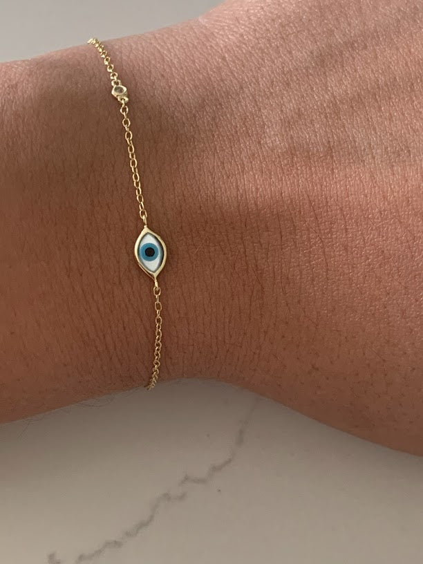 Evil Eye Bracelet in Sterling Silver, Evil Eye Bracelet, Guardian Angel Bracelet, Evil Eye, Gold Sterling Silver Bracelet