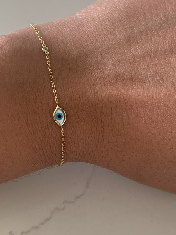 Evil Eye Bracelet in Sterling Silver, Evil Eye Bracelet, Guardian Angel Bracelet, Evil Eye, Gold Sterling Silver Bracelet