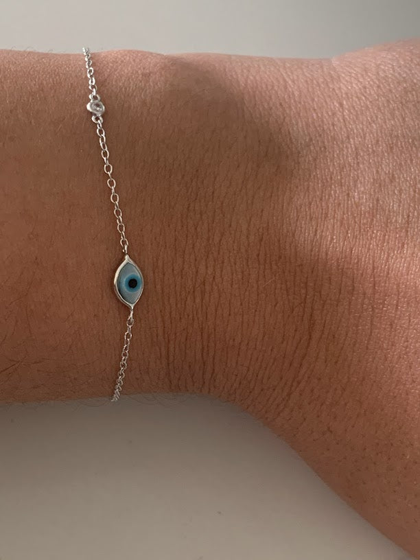 Evil Eye Bracelet in Sterling Silver, Evil Eye Bracelet, Guardian Angel Bracelet, Evil Eye, Gold Sterling Silver Bracelet