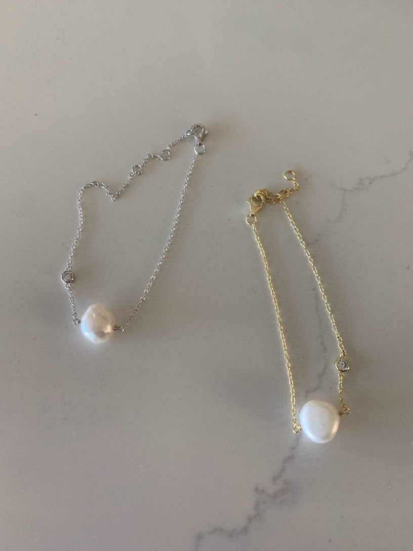 Genuine Pearl Bracelet | Sterling Silver Bracelet | Real Freshwater Pearl Jewelry | Gift for her | Bridesmaid | Minimalist Bracelet