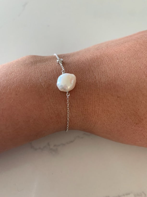 Genuine Pearl Bracelet | Sterling Silver Bracelet | Real Freshwater Pearl Jewelry | Gift for her | Bridesmaid | Minimalist Bracelet