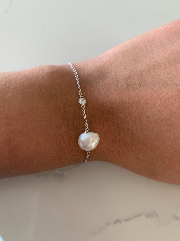 Genuine Pearl Bracelet | Sterling Silver Bracelet | Real Freshwater Pearl Jewelry | Gift for her | Bridesmaid | Minimalist Bracelet