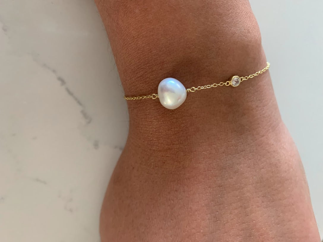 Genuine Pearl Bracelet | Sterling Silver Bracelet | Real Freshwater Pearl Jewelry | Gift for her | Bridesmaid | Minimalist Bracelet