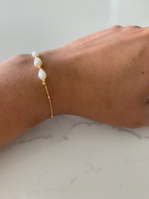 Triple Pearl Bracelet in Sterling Silver
