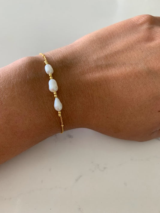 Triple Pearl Bracelet in Sterling Silver