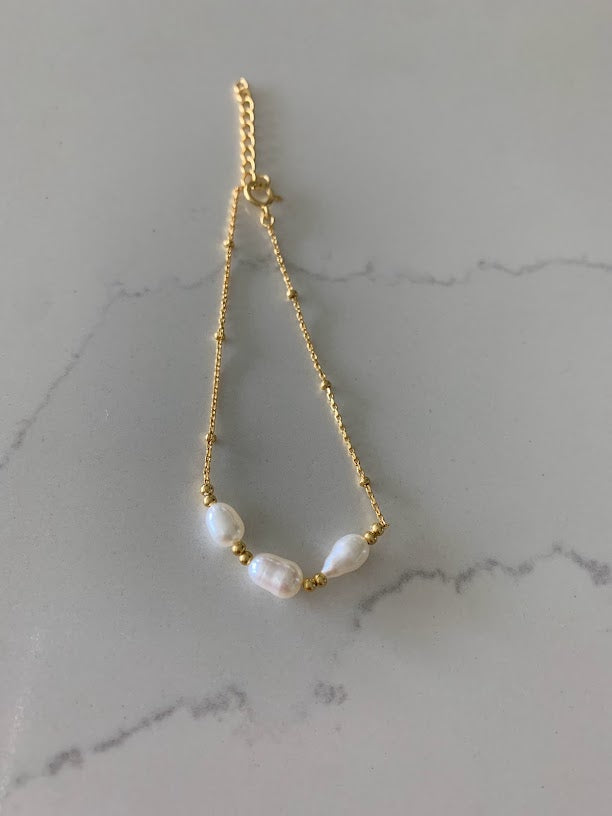 Triple Pearl Bracelet in Sterling Silver
