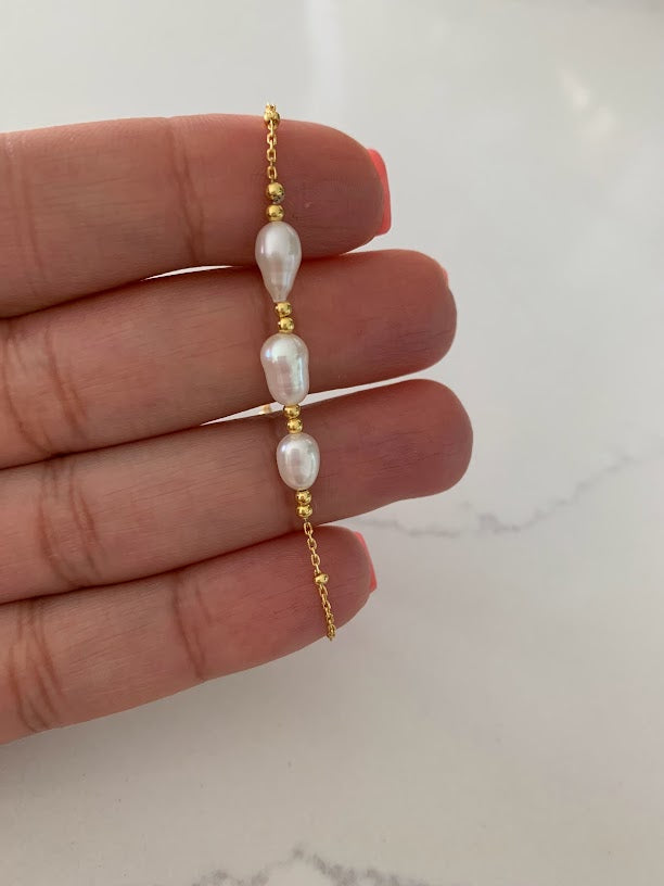 Triple Pearl Bracelet in Sterling Silver