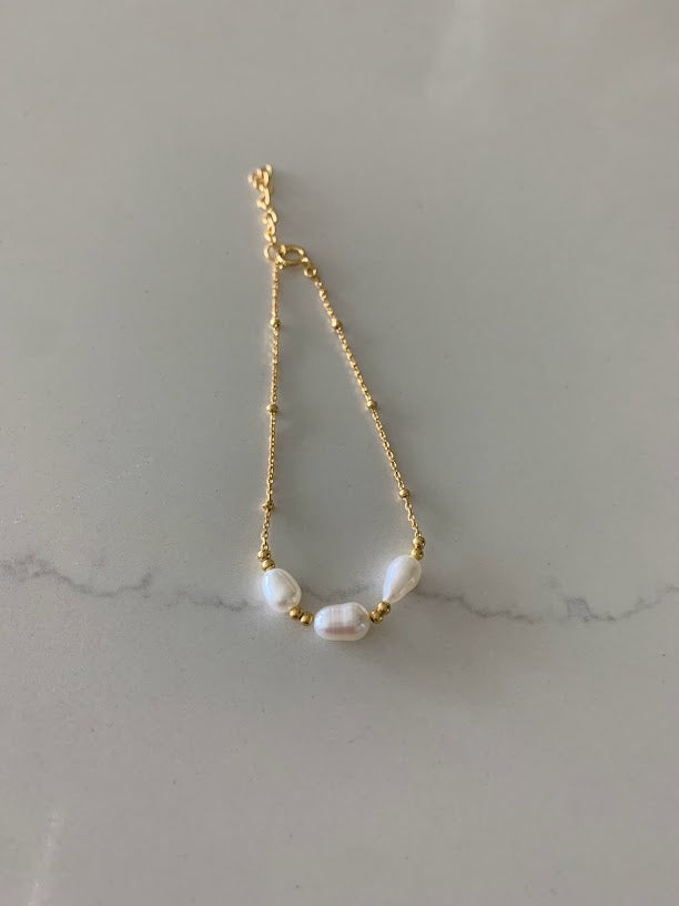Triple Pearl Bracelet in Sterling Silver