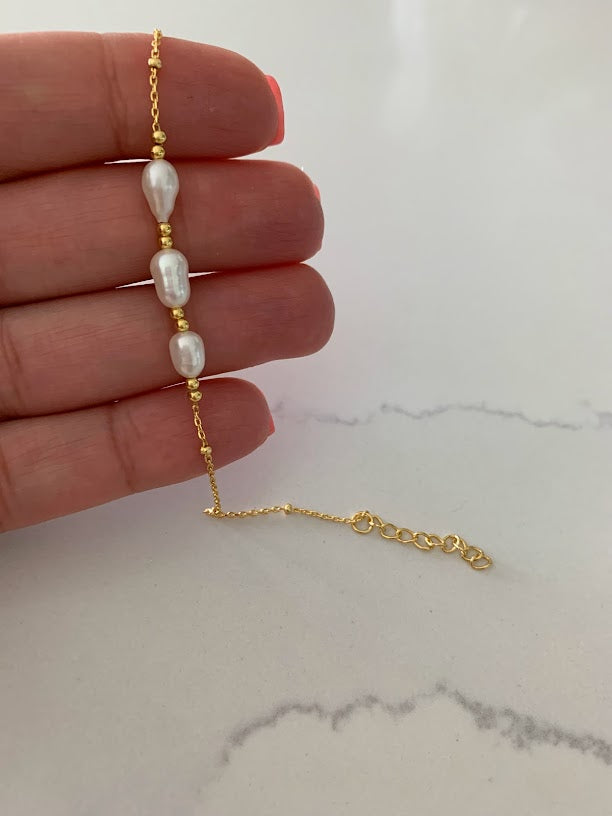 Triple Pearl Bracelet in Sterling Silver