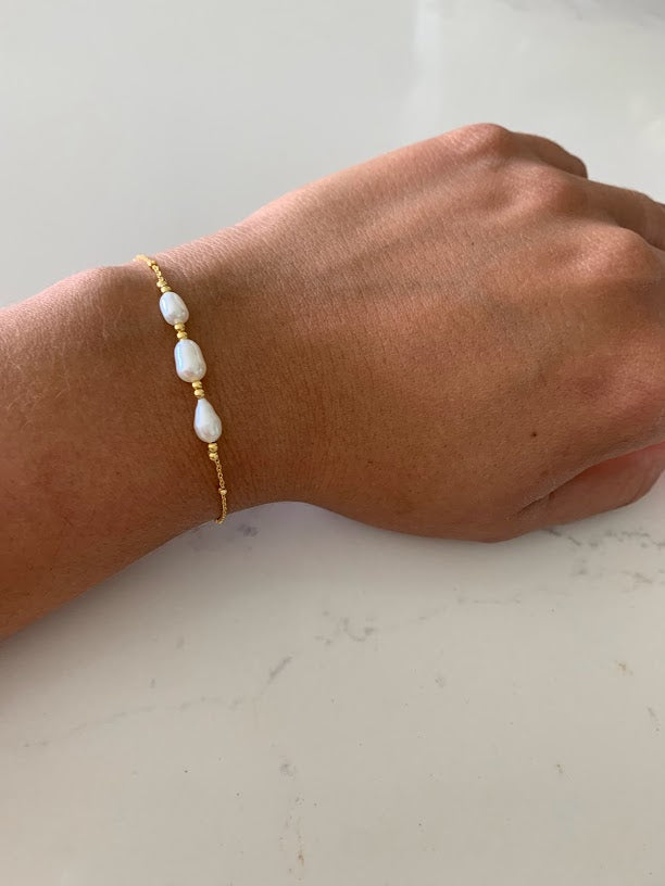 Triple Pearl Bracelet in Sterling Silver
