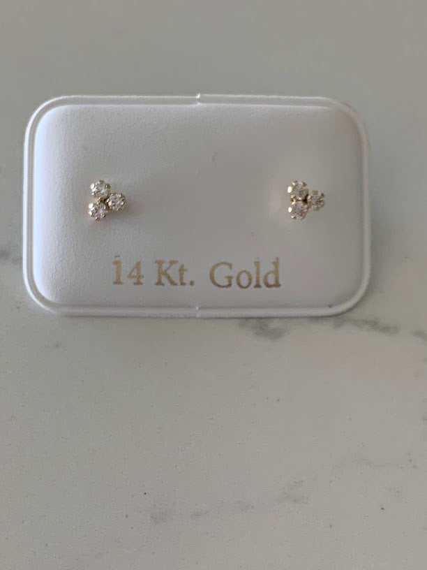 Trinity Stud Earrings in 14K Gold