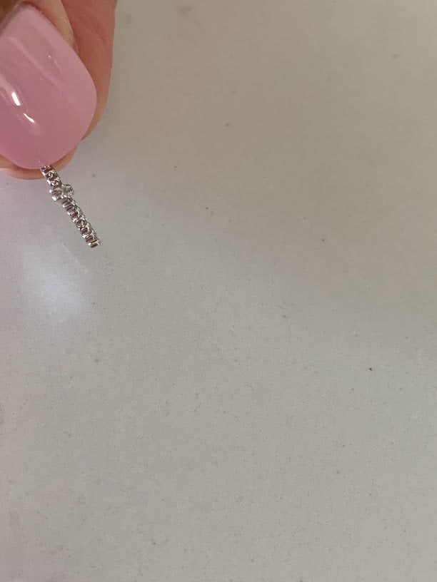 14K White/Yellow Gold Cross Single Prong Diamond Pendant | Diamond Cross | Solid Gold | Diamond Cross | 16.2MM