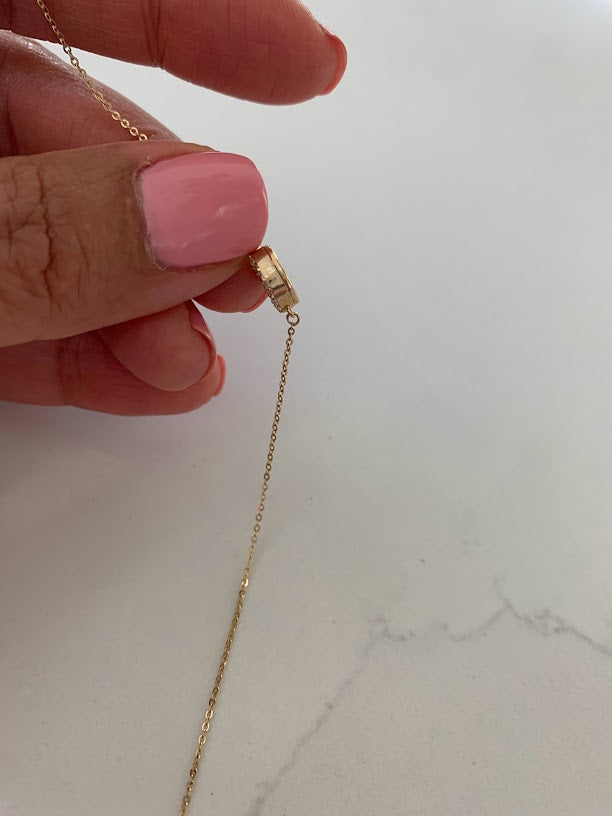 14K Gold Evil Eye Bracelet , Mother of Pearl Evil Eye, 9mm Round Eye, 7" + 1" in Length, Spring Clasp, Dainty Chain Bracelet