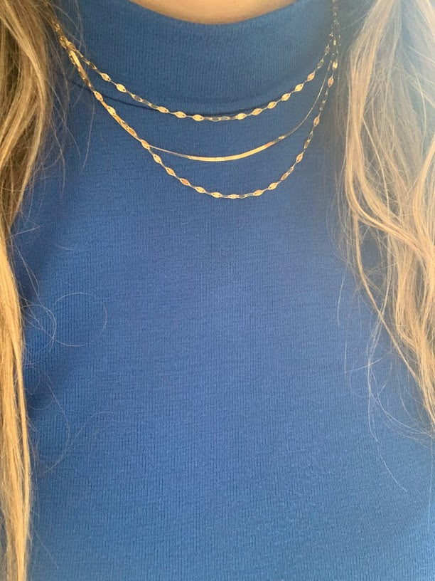 Mirror Herringbone Trio Necklace in Gold over Sterling Silver | Excellent Quality