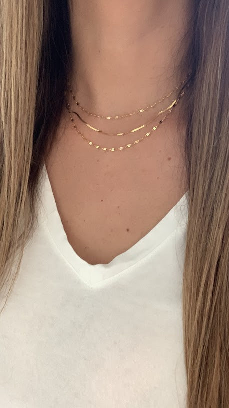 Mirror Herringbone Trio Necklace in Gold over Sterling Silver | Excellent Quality