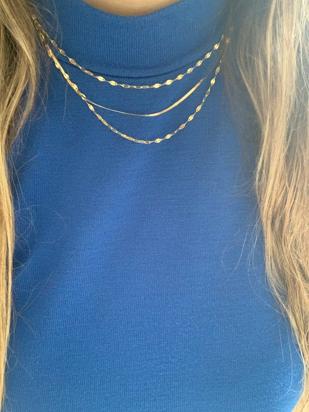 Mirror Herringbone Trio Necklace in Gold over Sterling Silver | Excellent Quality
