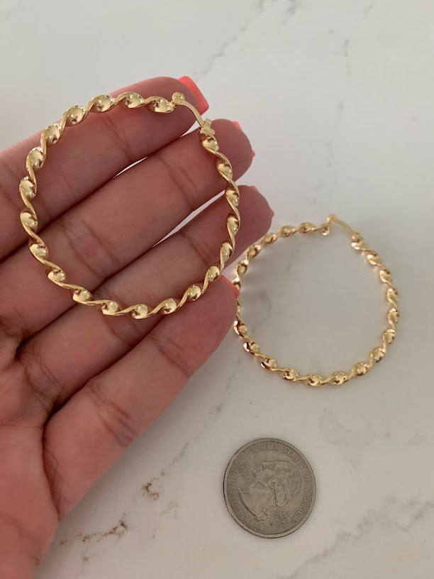 Twisted Hoops in 18K Gold Filled, Gold Hoops, Gold Filled Hoops, Gold Filled Earrings, Gold Thin Hoops, JLO Hoops, 30-50MM