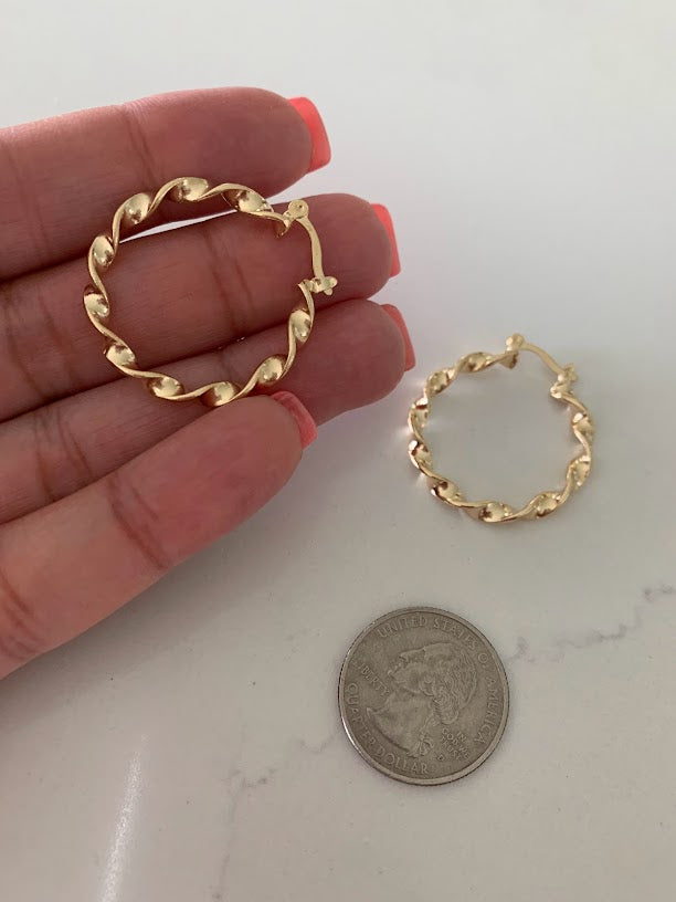 Twisted Hoops in 18K Gold Filled, Gold Hoops, Gold Filled Hoops, Gold Filled Earrings, Gold Thin Hoops, JLO Hoops, 30-50MM