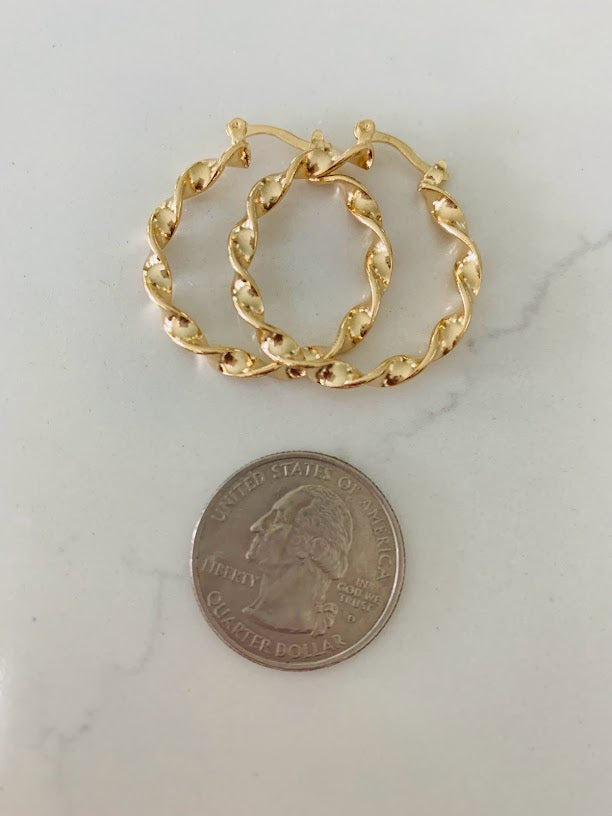 Twisted Hoops in 18K Gold Filled, Gold Hoops, Gold Filled Hoops, Gold Filled Earrings, Gold Thin Hoops, JLO Hoops, 30-50MM