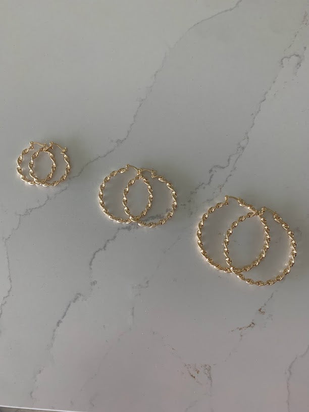 Twisted Hoops in 18K Gold Filled, Gold Hoops, Gold Filled Hoops, Gold Filled Earrings, Gold Thin Hoops, JLO Hoops, 30-50MM