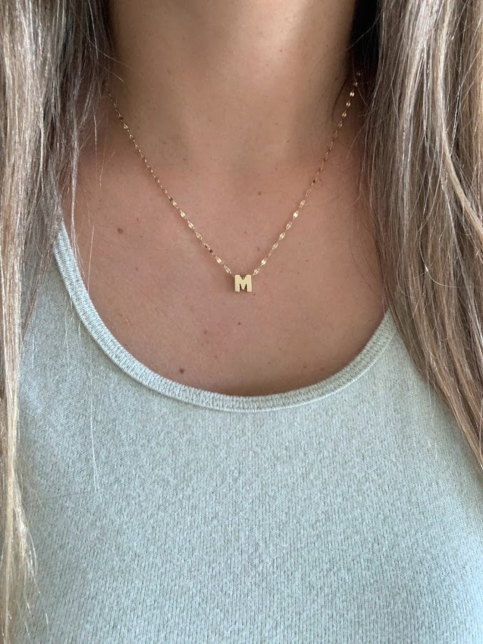 Initial and 2MM 14K Yellow Gold Twisted Mirror Chain in Yellow Gold