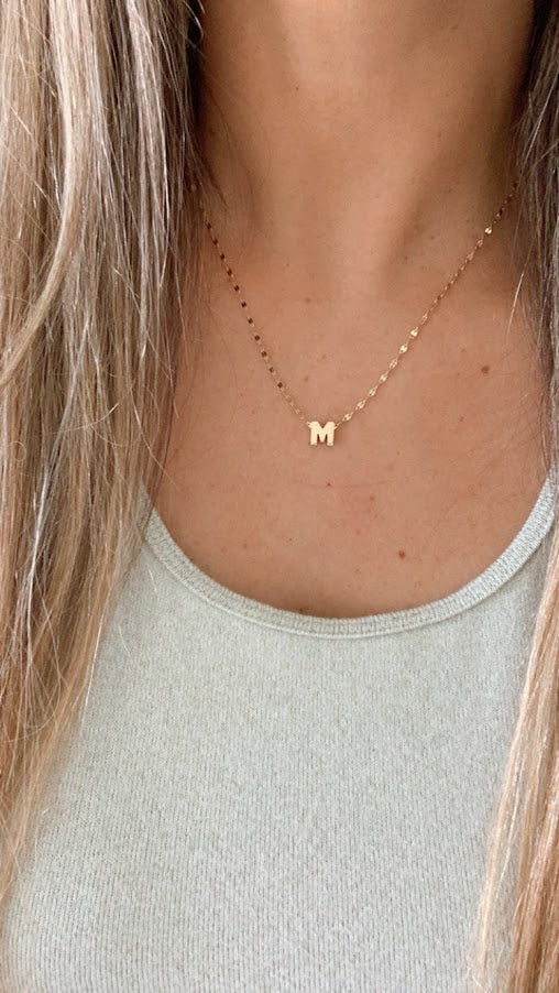 Initial and 2MM 14K Yellow Gold Twisted Mirror Chain in Yellow Gold