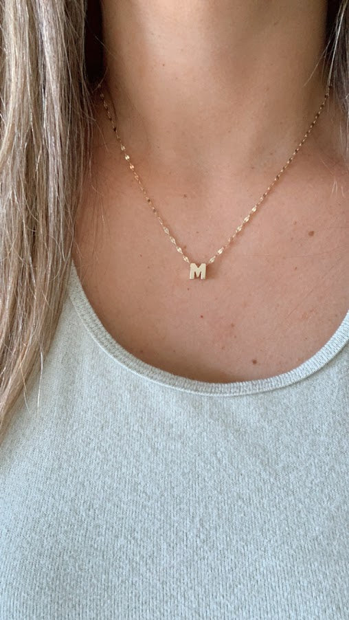 Initial and 2MM 14K Yellow Gold Twisted Mirror Chain in Yellow Gold