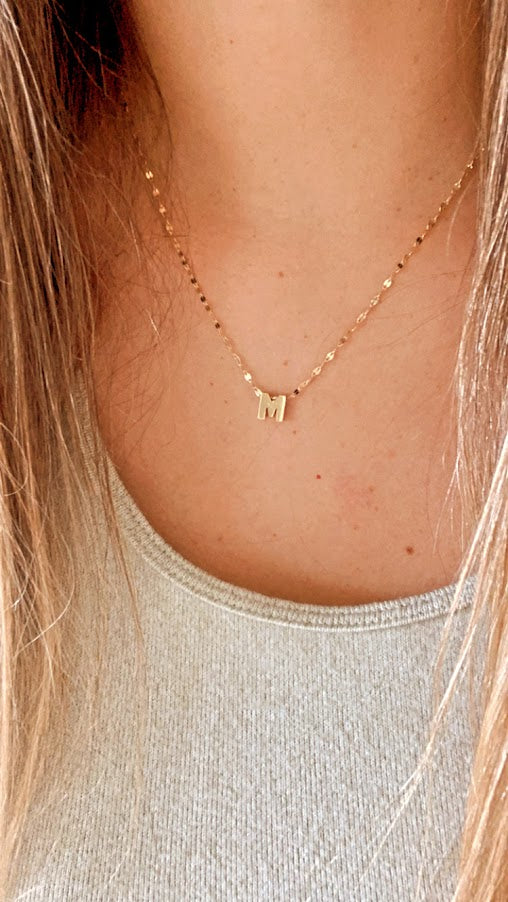 Initial and 2MM 14K Yellow Gold Twisted Mirror Chain in Yellow Gold