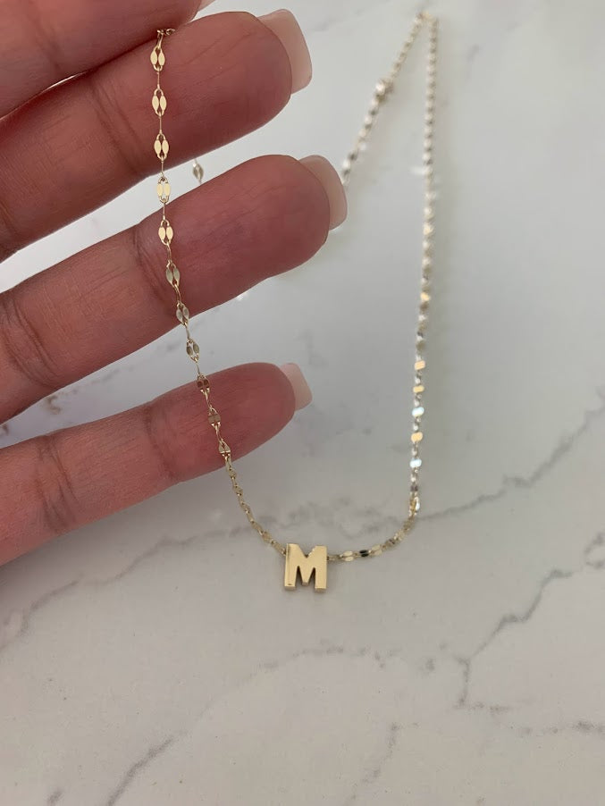 Initial and 2MM 14K Yellow Gold Twisted Mirror Chain in Yellow Gold