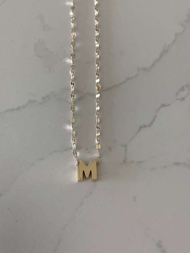 Initial and 2MM 14K Yellow Gold Twisted Mirror Chain in Yellow Gold