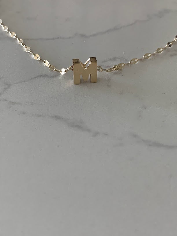 Initial and 2MM 14K Yellow Gold Twisted Mirror Chain in Yellow Gold
