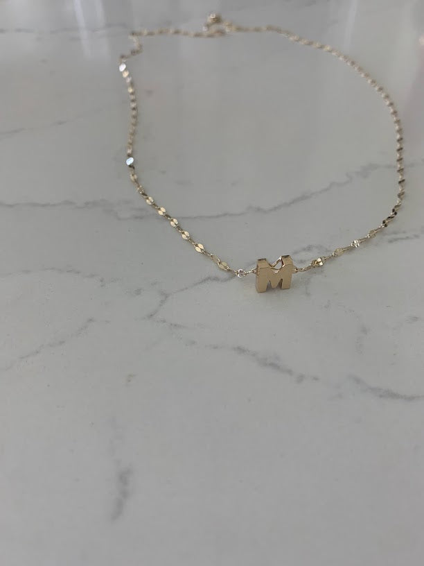 Initial and 2MM 14K Yellow Gold Twisted Mirror Chain in Yellow Gold